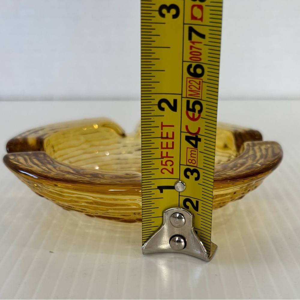 Vintage Anchor Hocking Glass Ashtray Soreno Amber Gold Mid Century 4” - Picture 4 of 5